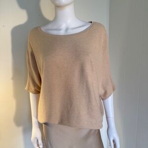 Quince Oatmeal Neutral Dolman Lightweight Cashmere Cotton Viscose Sweater Medium